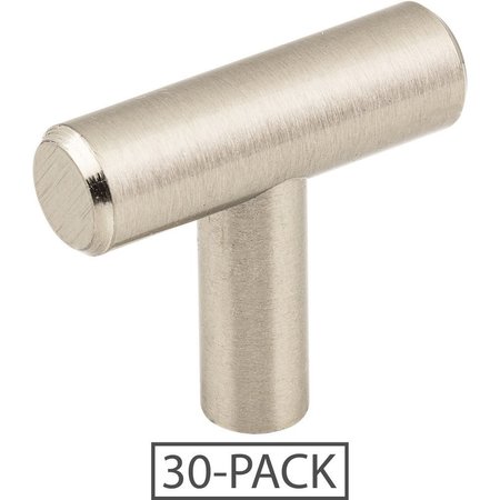 ELEMENTS BY HARDWARE RESOURCES 30-Pack of the 1-9/16" Overall Length Satin Nickel Naples Cabinet "T" Knob 40SN-30